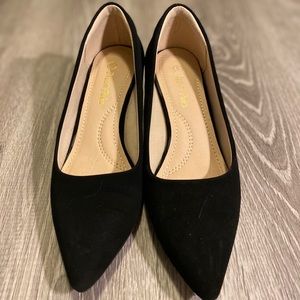 Black velvet heels. Size 5